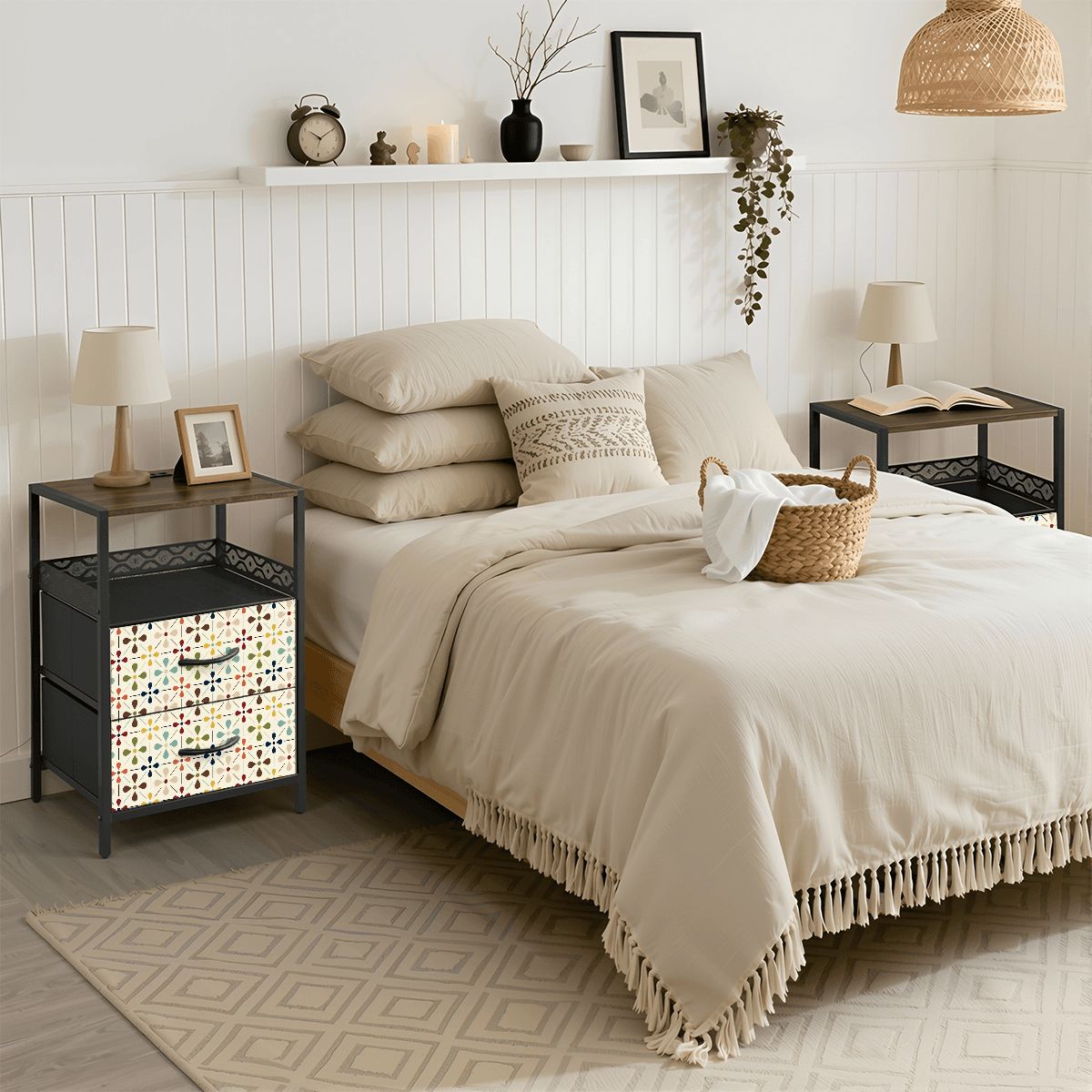 Kate McEnroe New York Scandinavian Danish Modern Floral Nightstand with USB ChargingNightStandsX9TZqHMjBn