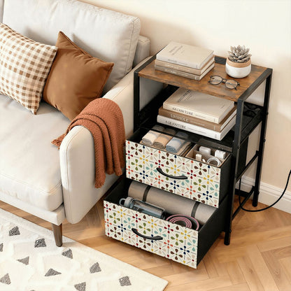 Kate McEnroe New York Scandinavian Danish Modern Floral Nightstand with USB ChargingNightStandsX9TZqHMjBn