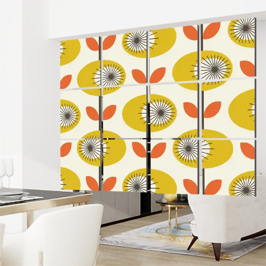 Kate McEnroe New York Scandinavian Danish Modern Floral Room Divider, Mid Century Mod Hanging PartitionRoom DividerszCDnilyiqa