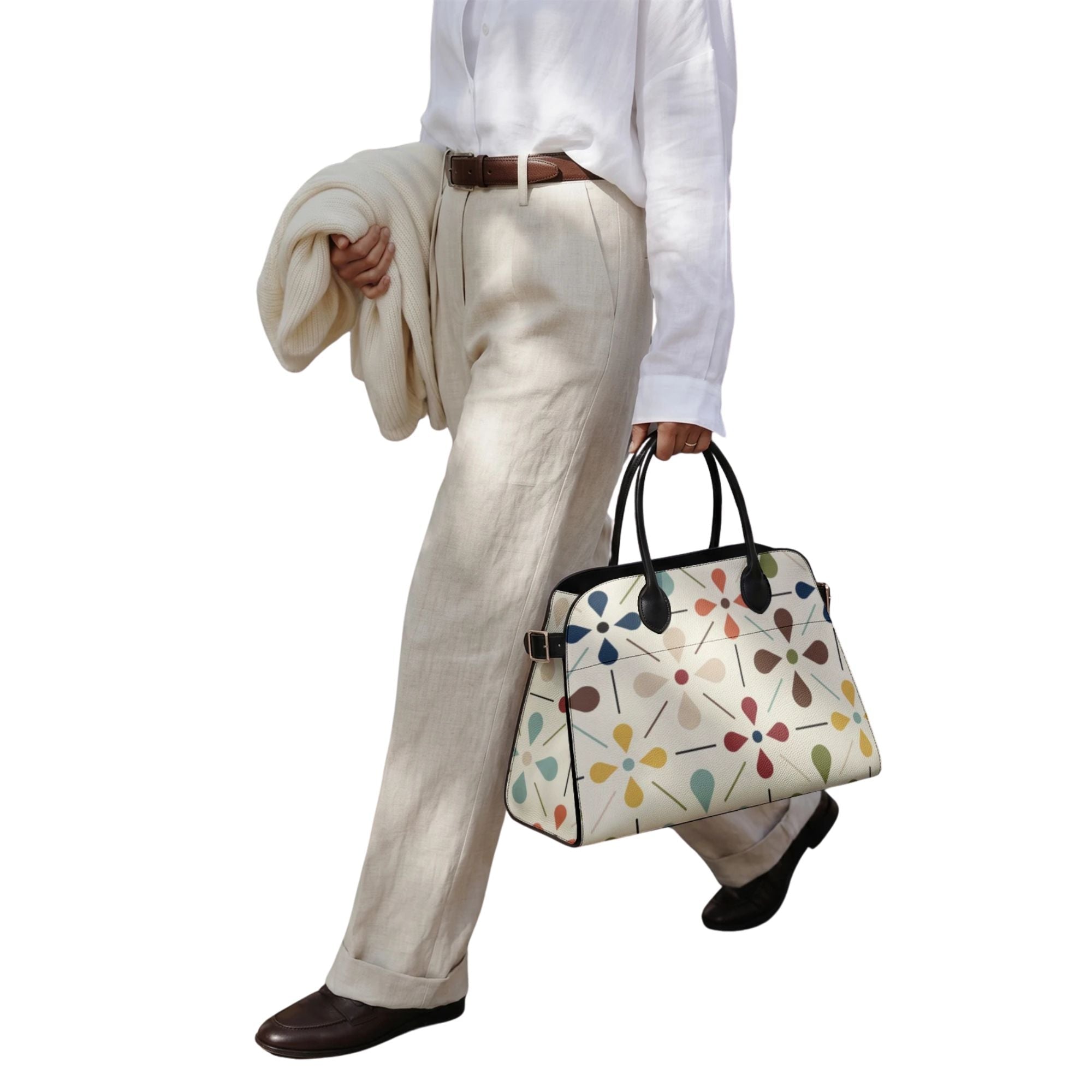 Kate McEnroe New York Scandinavian Danish Modern Floral Satchel Handbag, Retro MCM PurseHandbags3s6loekn_001