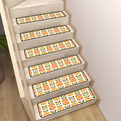 Kate McEnroe New York Scandinavian Danish Modern Floral Stair Treads, Retro Mid Century Stair RugsStair Treads9twGTZAHOr