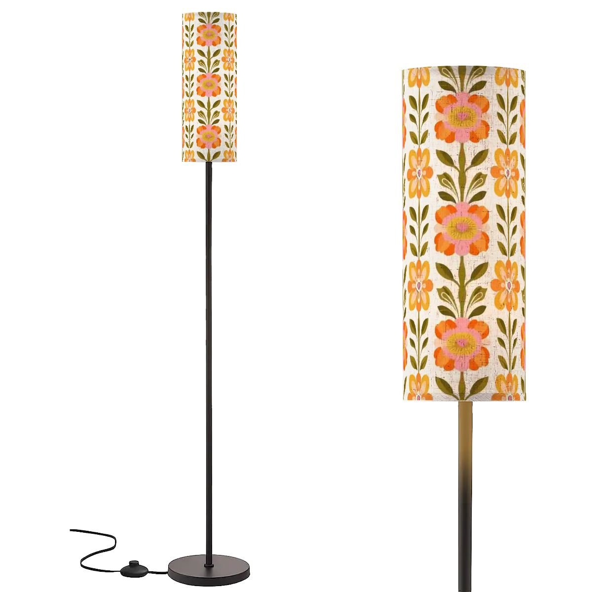 Kate McEnroe New York Scandinavian Danish Modern Floral Tall Floor Lamp, Mid Century Slim Retro LightTall Floor LampsNUButY8cij