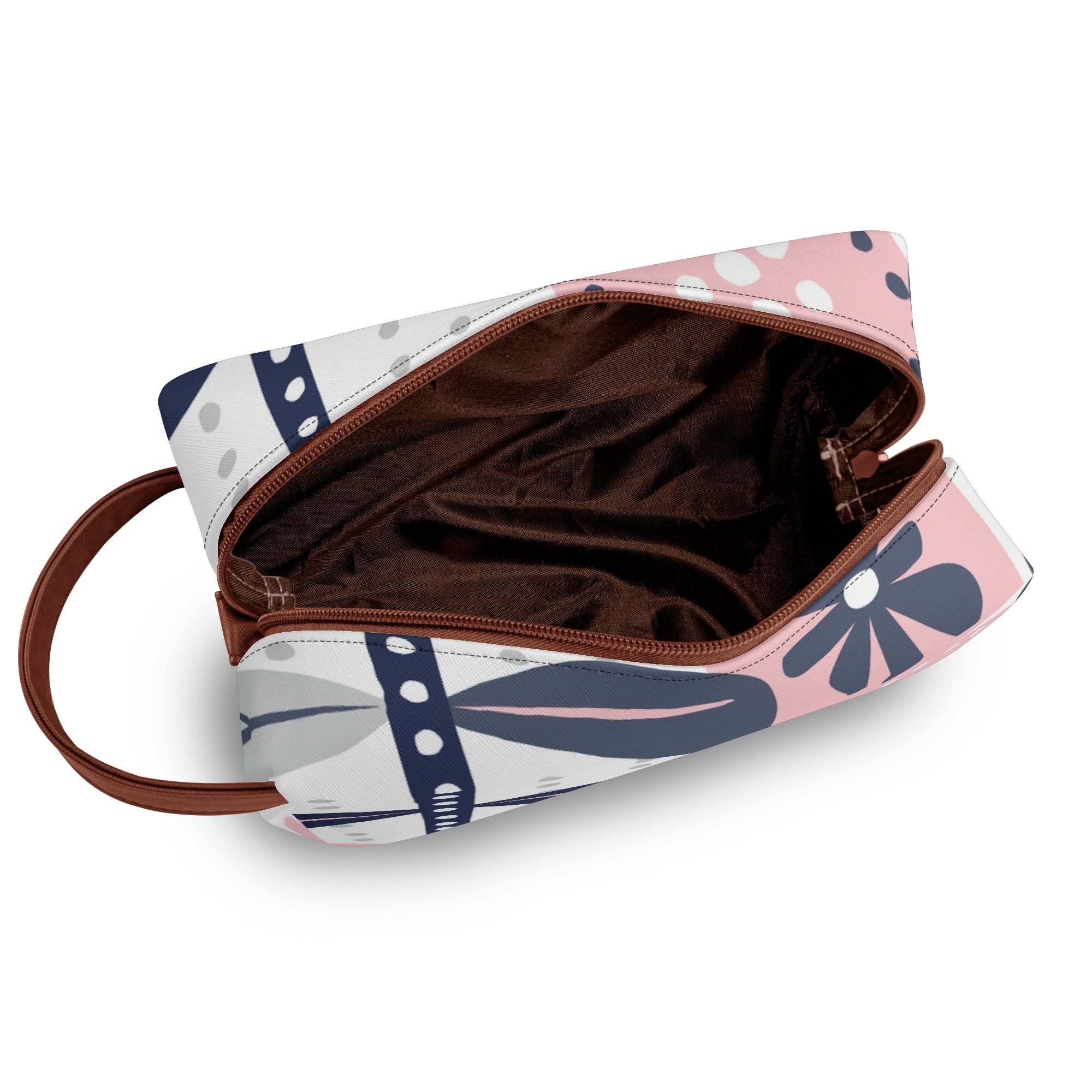 Kate McEnroe New York Scandinavian Danish Modern Floral Toiletry Bag, Mid Century Minimalist Travel Case, Retro MCM Cosmetic BagCosmetic &amp; Toiletry BagsNM6432LW - 1