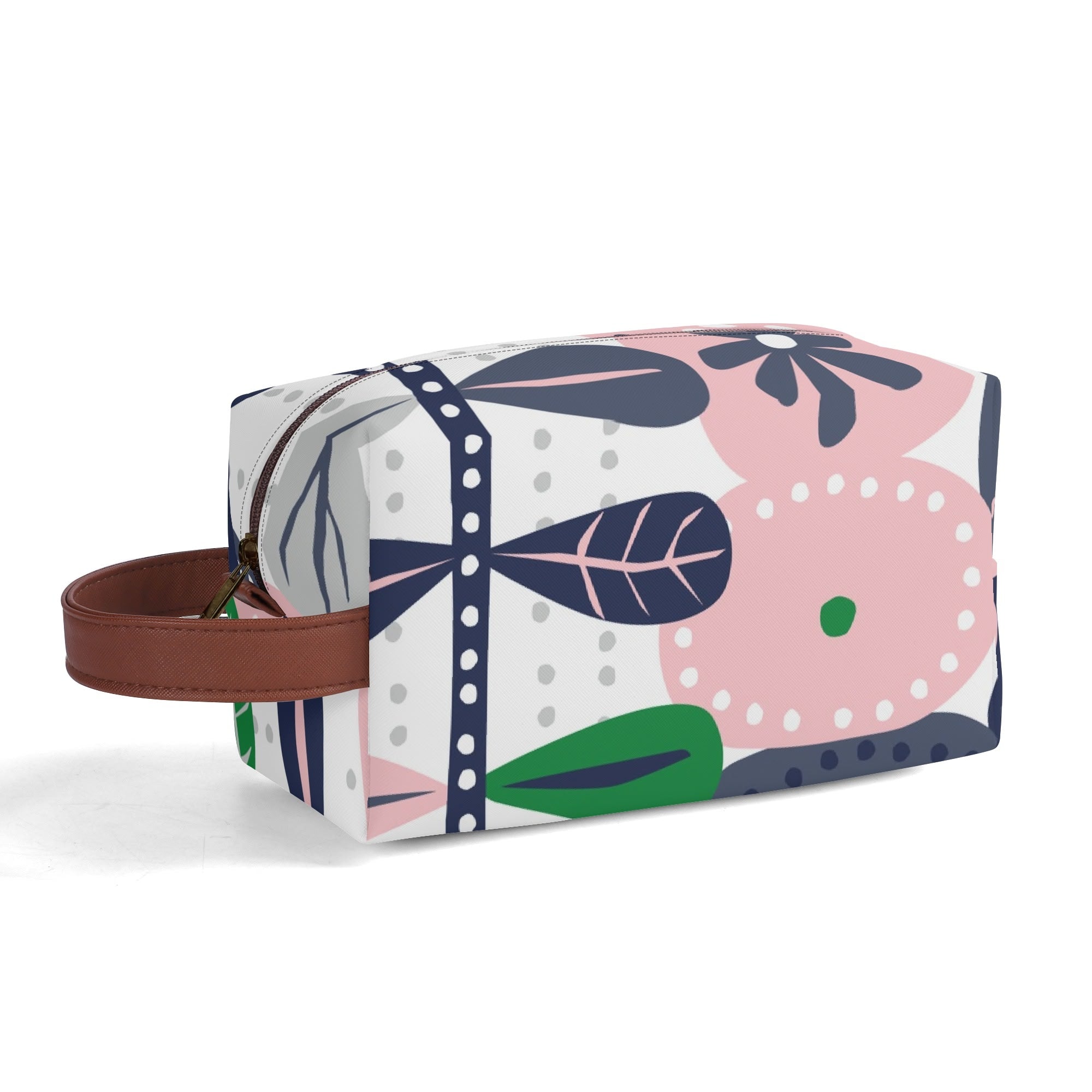 Kate McEnroe New York Scandinavian Danish Modern Floral Toiletry Bag, Mid Century Minimalist Travel Case, Retro MCM Cosmetic BagCosmetic &amp; Toiletry BagsNM6432LW - 1
