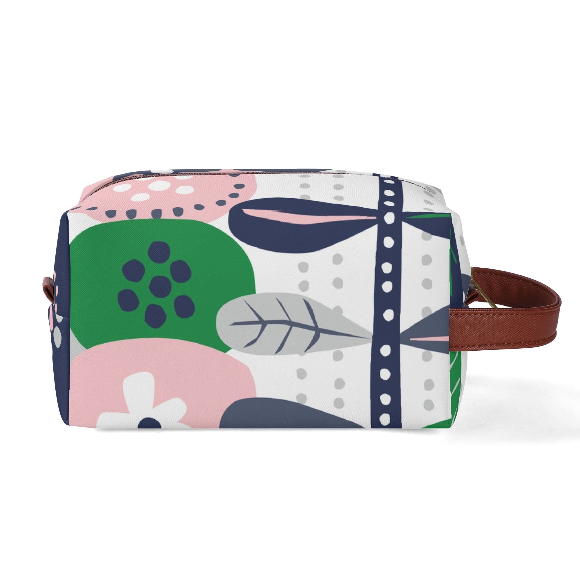 Kate McEnroe New York Scandinavian Danish Modern Floral Toiletry Bag, Mid Century Minimalist Travel Case, Retro MCM Cosmetic BagCosmetic &amp; Toiletry BagsNM6432LW - 1