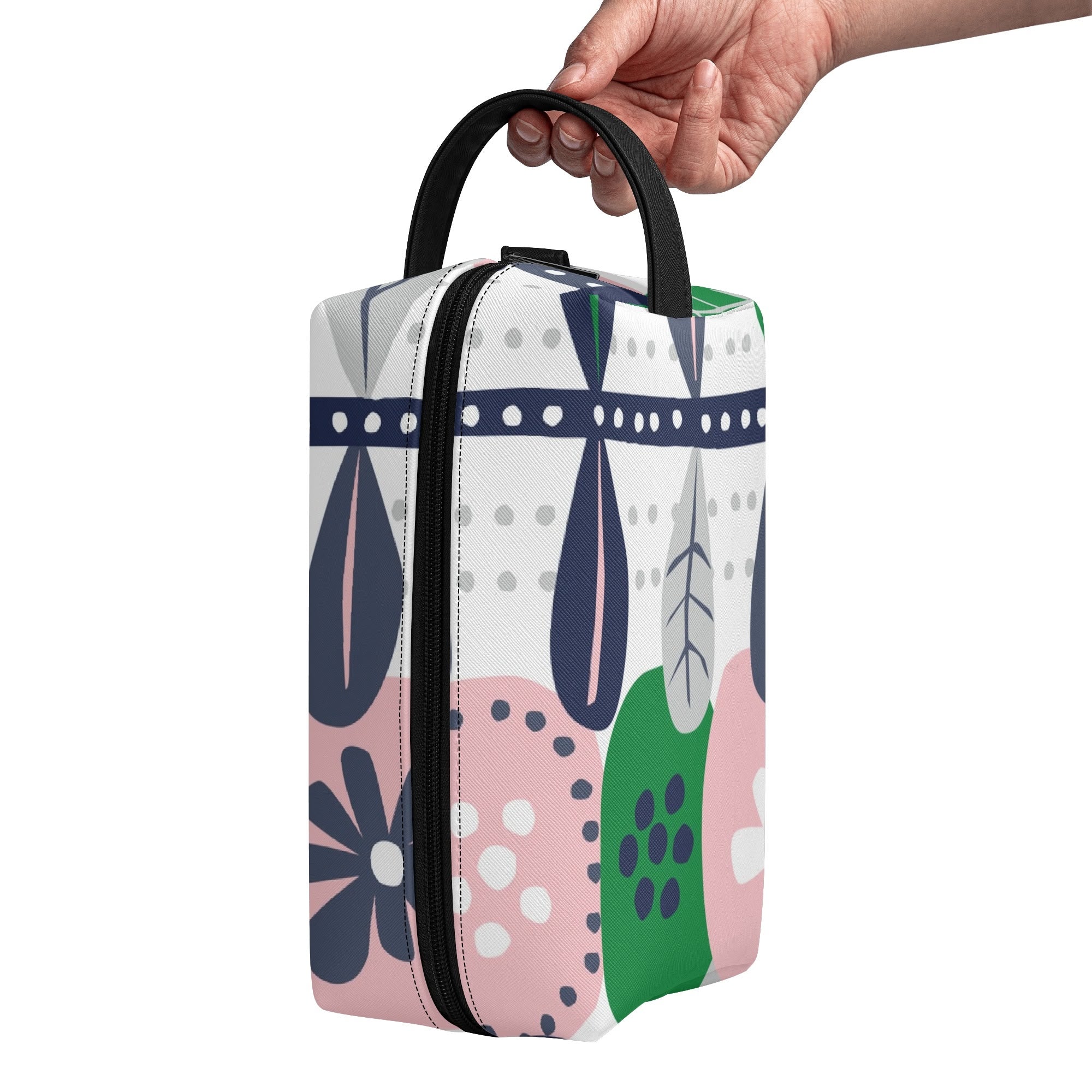 Kate McEnroe New York Scandinavian Danish Modern Floral Toiletry Bag, Mid Century Minimalist Travel Case, Retro MCM Cosmetic BagCosmetic &amp; Toiletry BagsNM6432LW - 2
