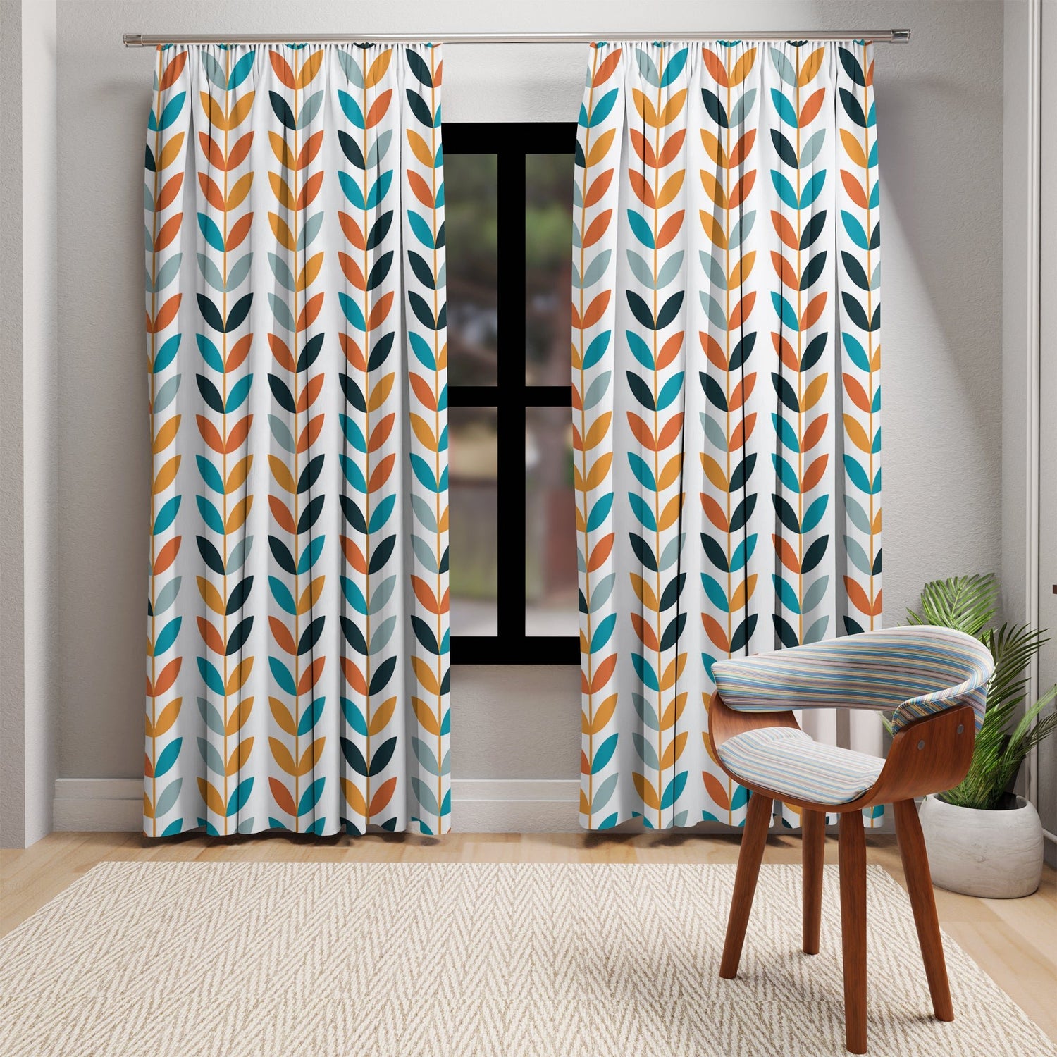 Kate McEnroe New York Scandinavian Danish Modern Geometric Floral CurtainsWindow Curtains26031939411850533725