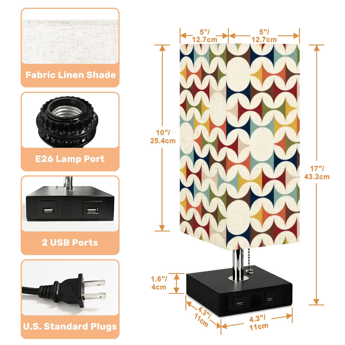 Kate McEnroe New York Scandinavian Danish Modern Geometric Retro MCM Table Lamp with USBTable Lampsl4NxUC9fjN