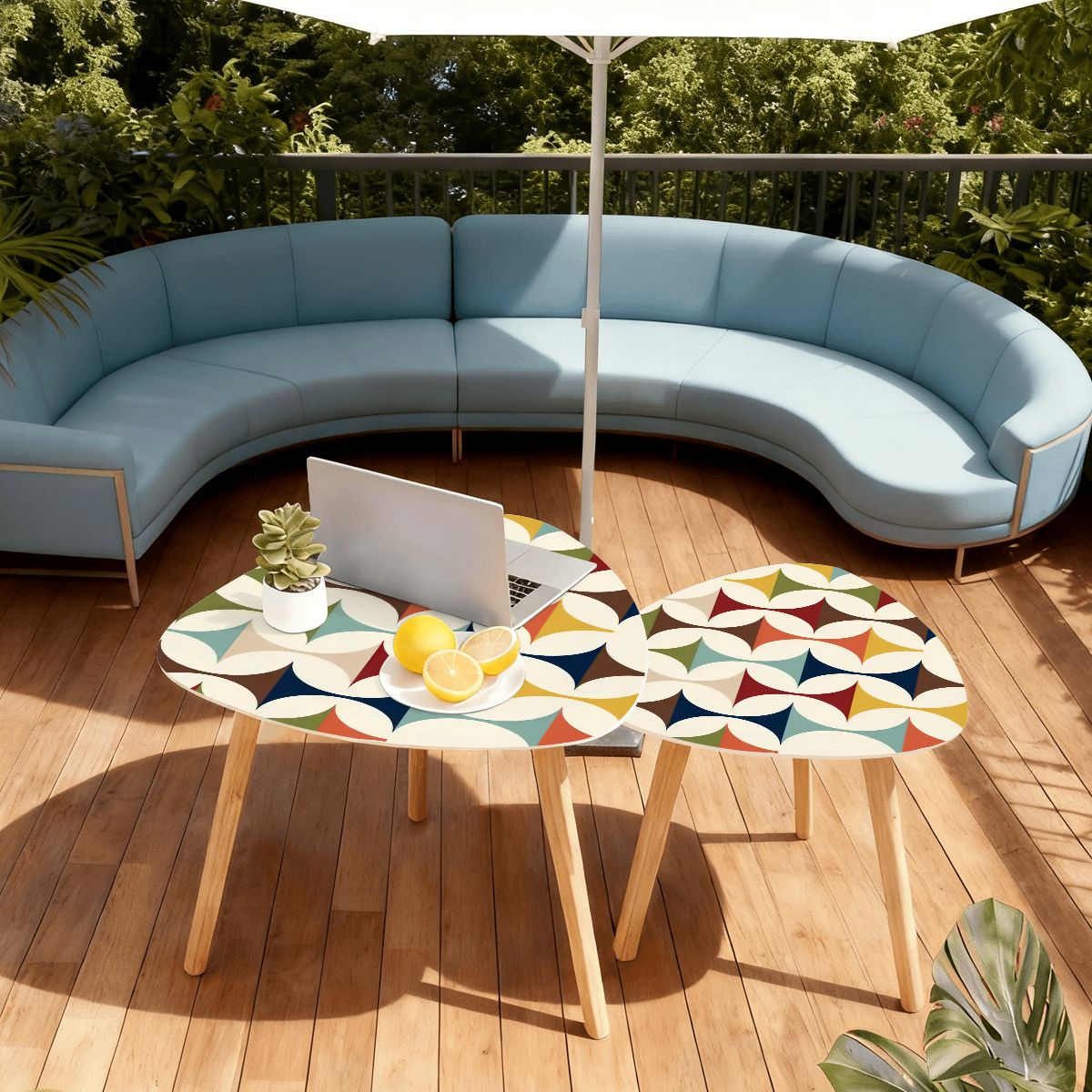 Kate McEnroe New York Scandinavian Danish Modern Nesting Tables, Geometric MCM SetNesting Tables2bVXhyleHD