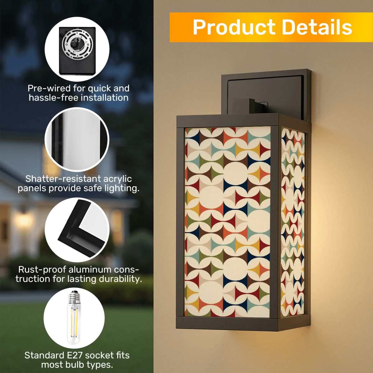 Kate McEnroe New York Scandinavian Danish Modern Outdoor Wall Sconce, Retro Mod Geometric Porch Light, Mid Century Exterior LampOutdoor Wall LightsJFy3AhyaBX