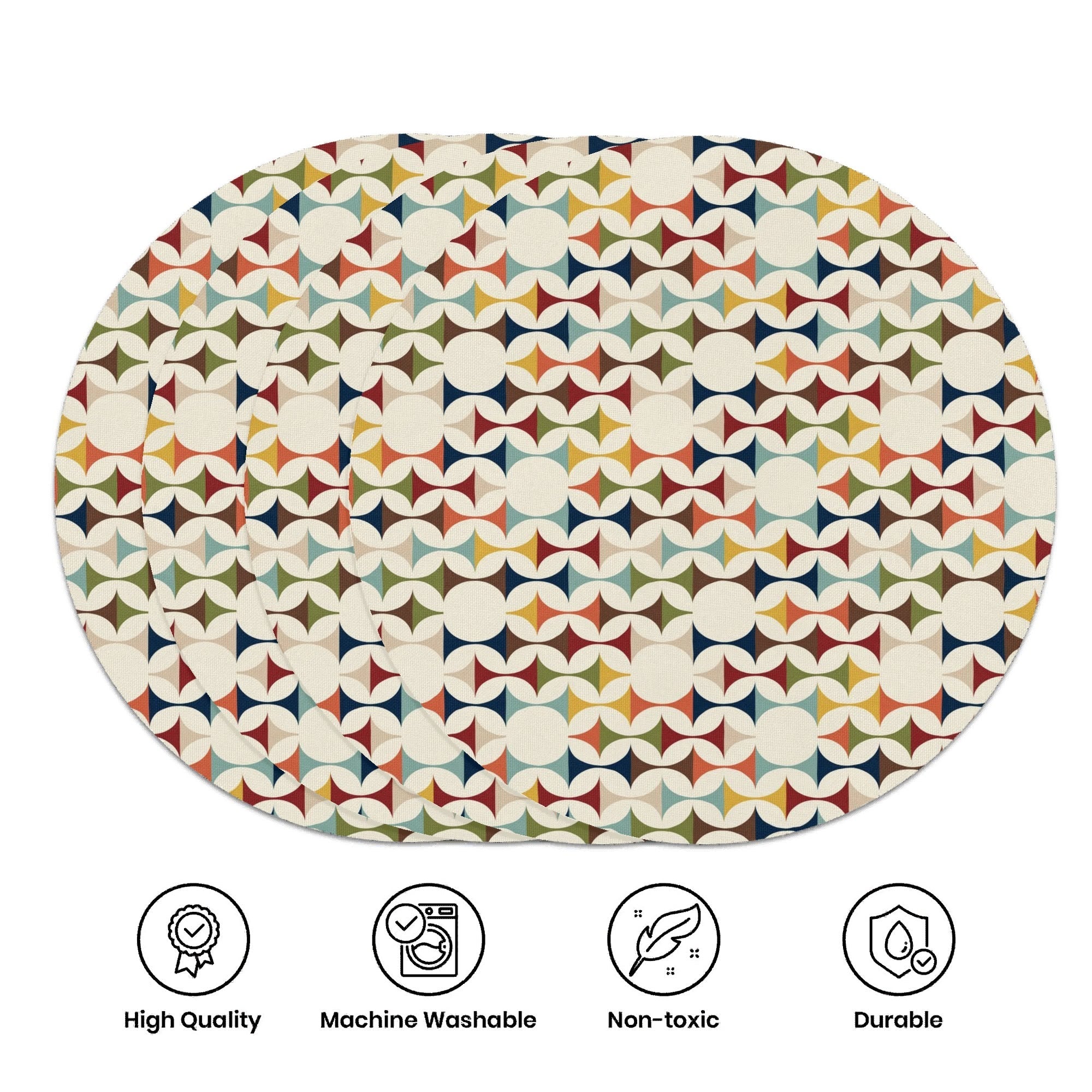 Kate McEnroe New York Scandinavian Danish Modern Round Placemats, Retro Geometric Table Mats Set of 4PlacematsNRQ4XQ1Y-1