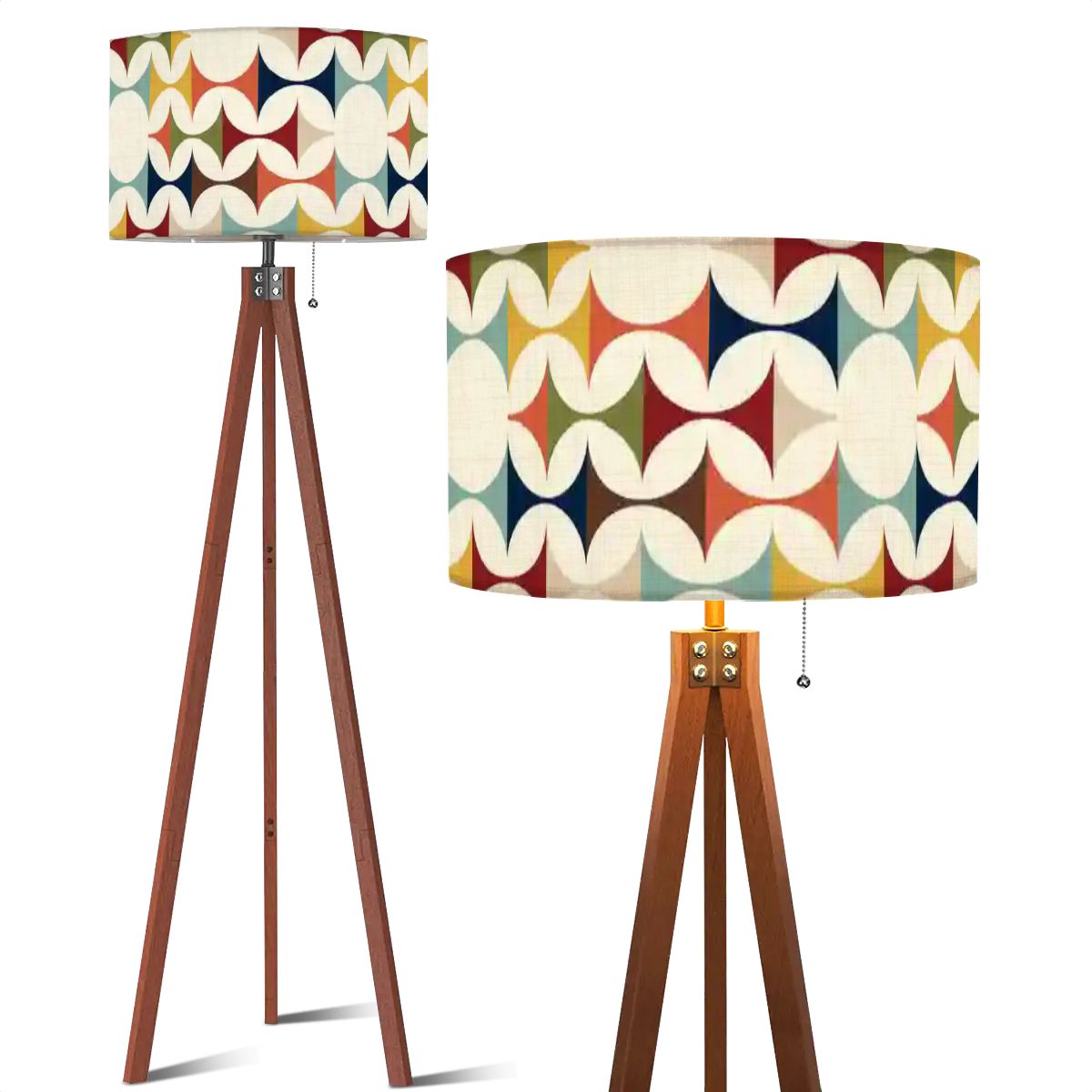 Kate McEnroe New York Scandinavian Danish Modern Tripod Floor Lamp, Mid Century Geometric Light, Retro Color Block LightingFloor LampsZmremVZtri