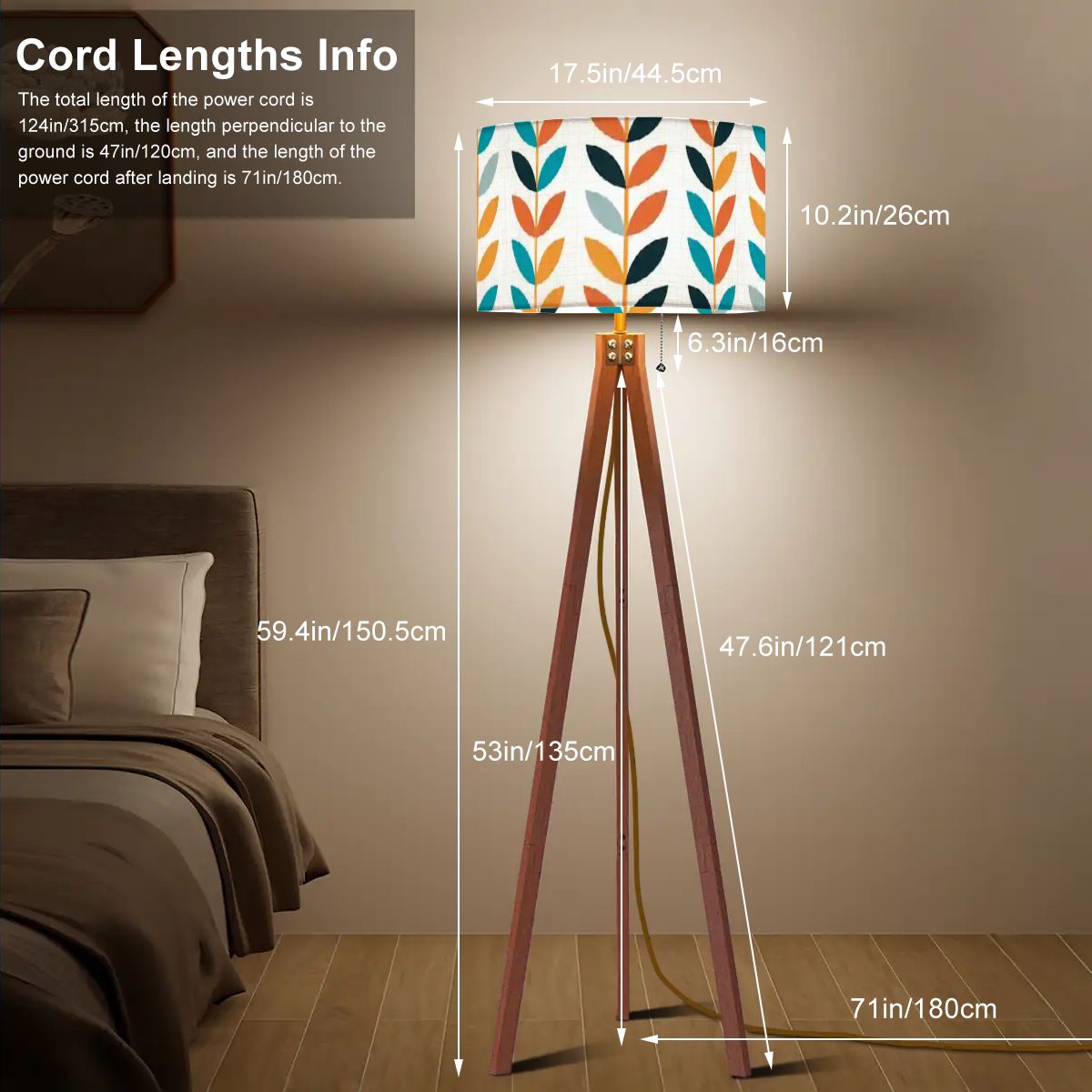 Kate McEnroe New York Scandinavian Danish Modern Tripod Floor Lamp Retro Leaf Pattern LightTripod Floor Lamps85KhC2mu3d