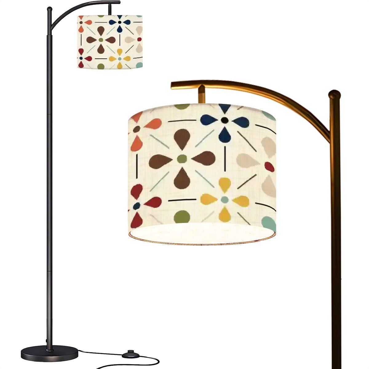 Kate McEnroe New York Scandinavian Floral Arc Floor Lamp, Mid Century Modern Accent Light, Retro MCM Lamp for Living Room or BedroomFloor Lamps35Htfc4AyN