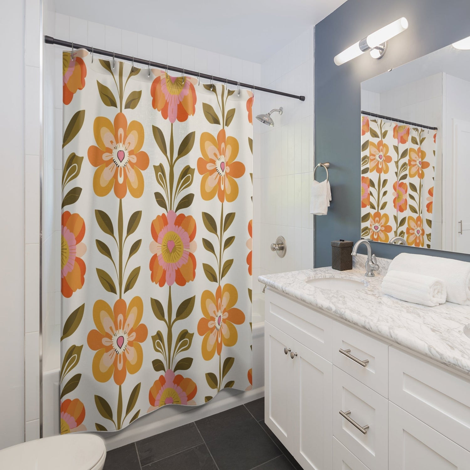 Kate McEnroe New York Scandinavian Floral Danish Modern Shower Curtain, Mid Century Modern Bathroom DecorShower Curtains19467862052776643502