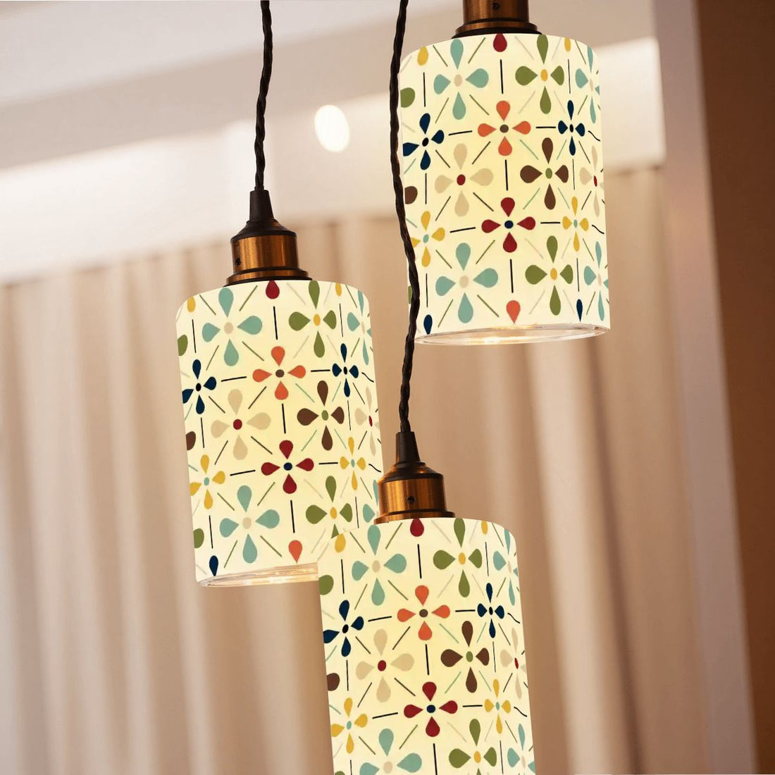 Kate McEnroe New York Scandinavian Floral Glass Lamp Shade, Danish Mid Century Modern Cylinder Light CoverLamp Shadesyz1lUpjnot