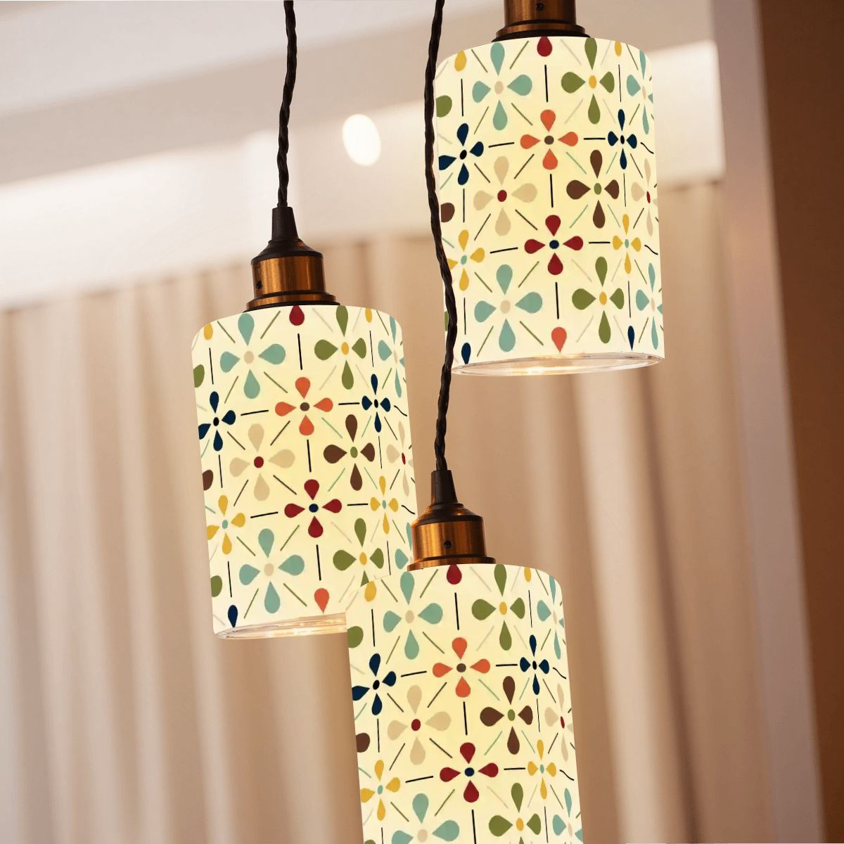 Kate McEnroe New York Scandinavian Floral Glass Lamp Shade, Danish Mid Century Modern Cylinder Light CoverLamp Shadesyz1lUpjnot