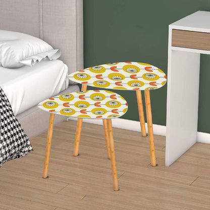 Kate McEnroe New York Scandinavian Floral Nesting Tables, Danish Modern Mid Century Minimalist Accent TableNesting TablesiqF5n0rcCR