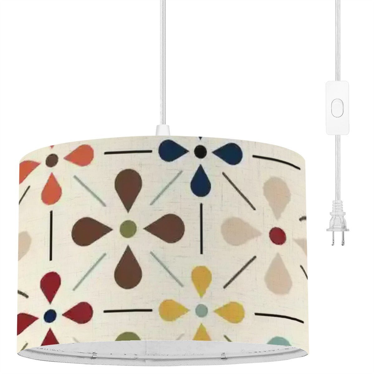 Kate McEnroe New York Scandinavian Floral Pendant Light, Mid Century Modern Ceiling Lamp, Retro Abstract Flower Drum Shade, MCM Hanging Accent LightCeiling LightingBDwUhXtHlV