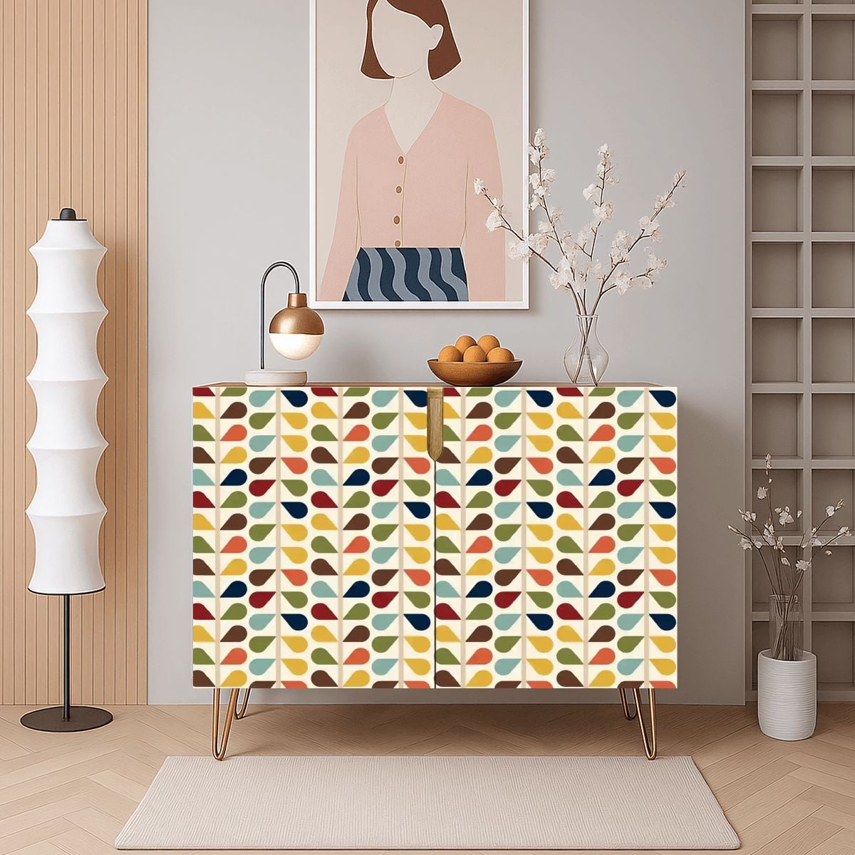 Kate McEnroe New York Scandinavian Floral Retro Mid Century Modern Storage CabinetStorage CabinetsjkVm8bKO3V