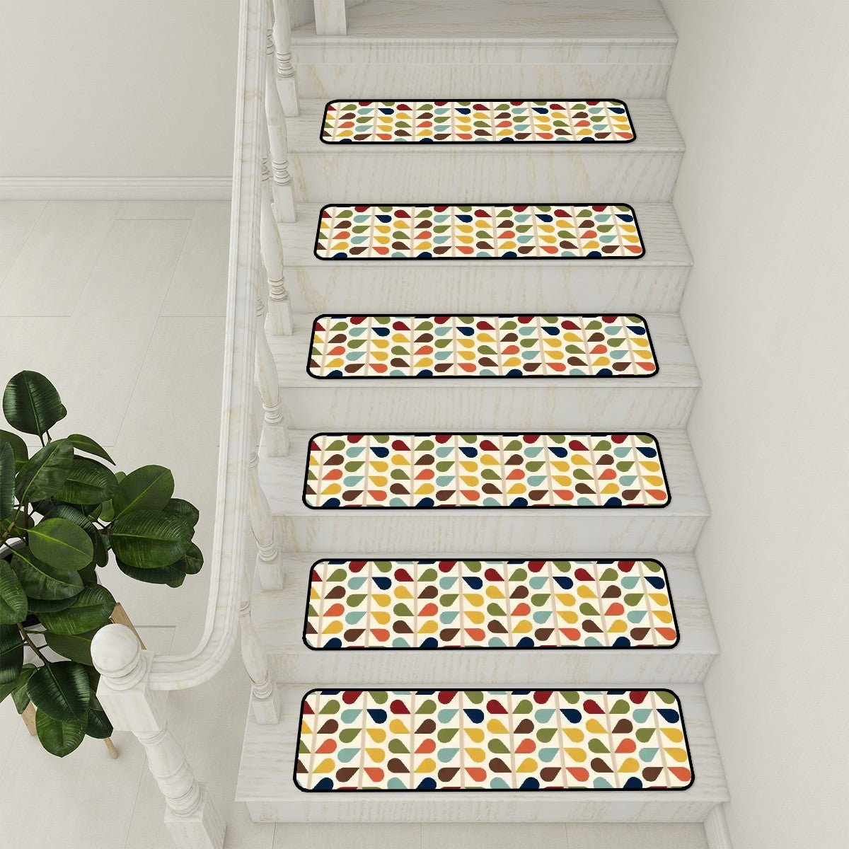 Kate McEnroe New York Scandinavian Floral Stair Treads, Mid Century Modern Retro Non Slip MatStair Treadsuu2ZvREZsr