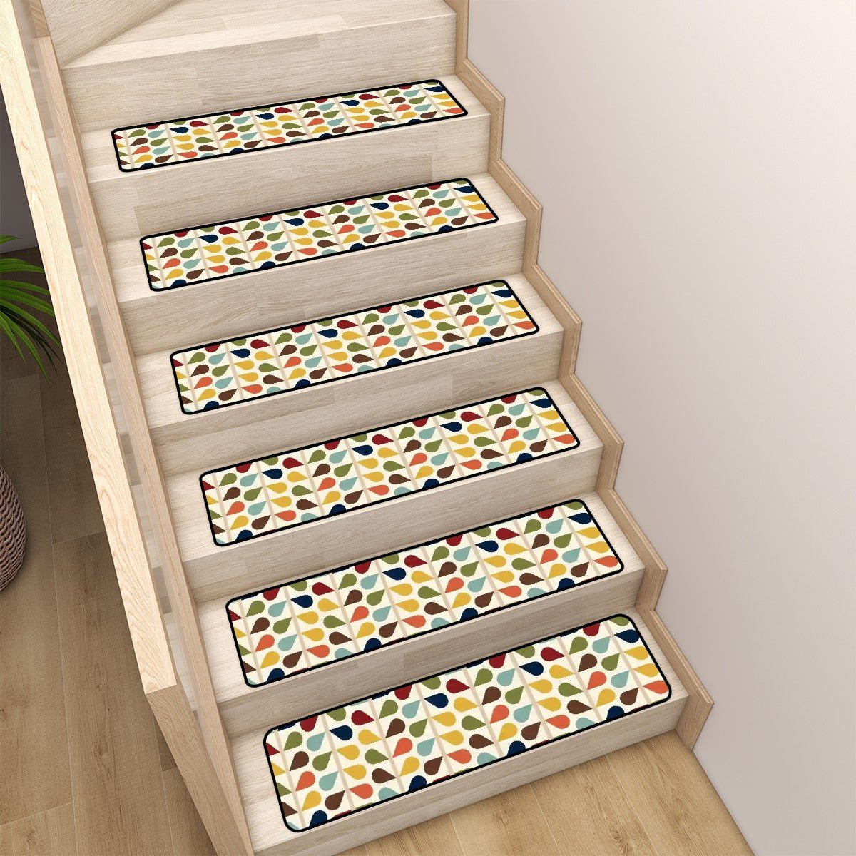 Kate McEnroe New York Scandinavian Floral Stair Treads, Mid Century Modern Retro Non Slip MatStair Treadsuu2ZvREZsr