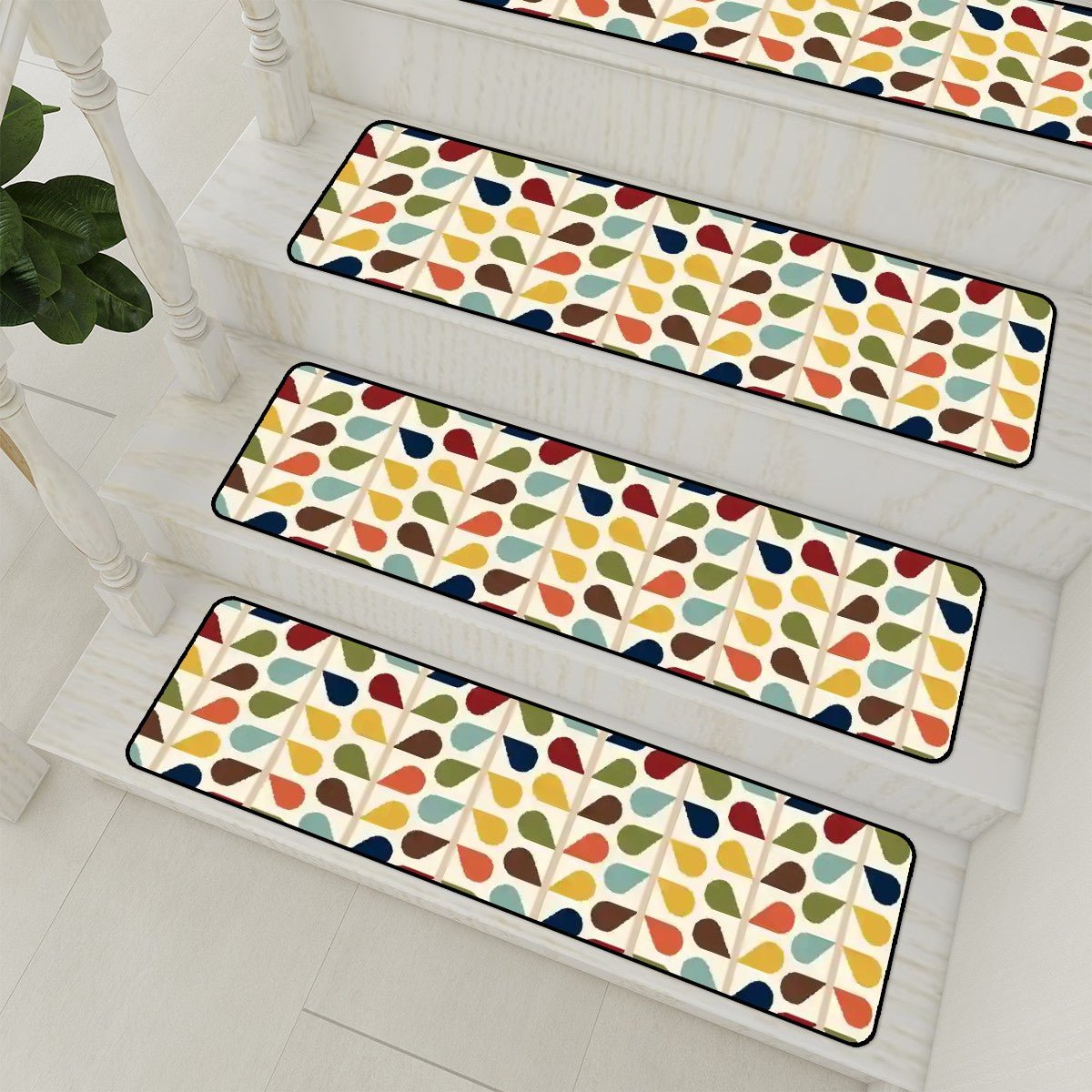 Kate McEnroe New York Scandinavian Floral Stair Treads, Mid Century Modern Retro Non Slip MatStair Treadsuu2ZvREZsr