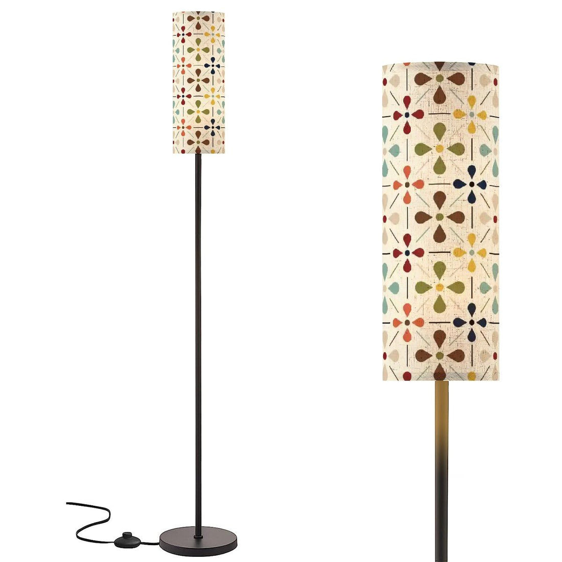 Kate McEnroe New York Scandinavian Floral Tower Floor Lamp, Mid Century Modern Retro Accent Light, Abstract Vintage 60s DecorFloor LampstSUp2m8x0b