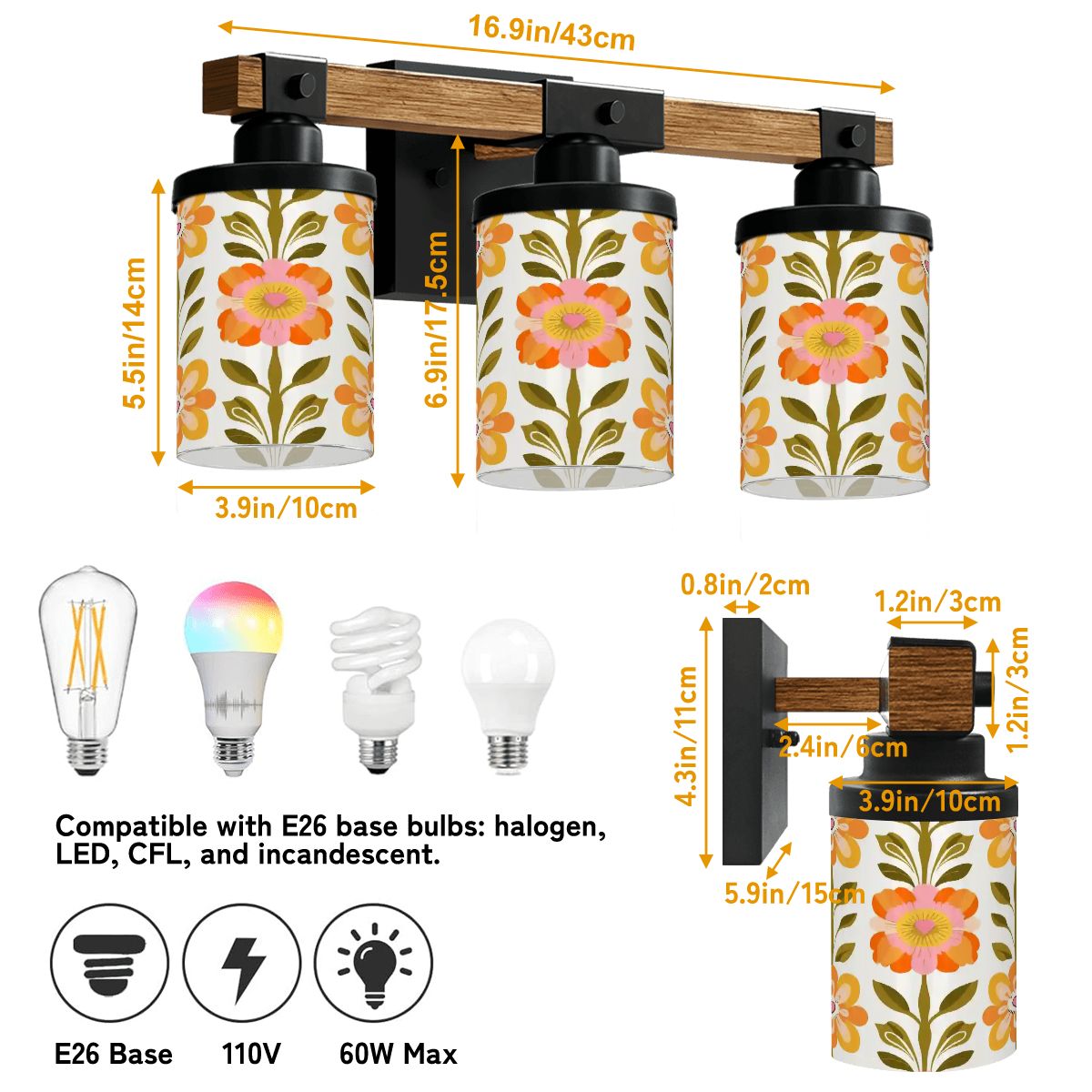 Kate McEnroe New York Scandinavian Floral Vanity Light, Mid Century Modern Bathroom Wall Lamp, Retro Danish 60s Lighting FixtureVanity Light FixturesDmZRUHf3te