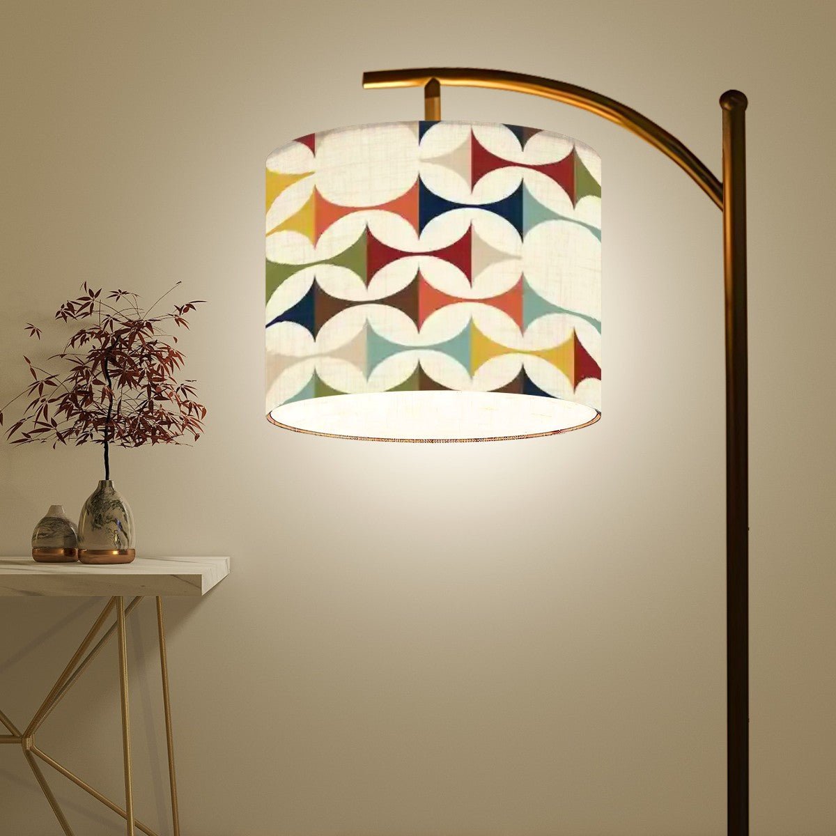 Kate McEnroe New York Scandinavian Geometric Arc Lamp Shade, Retro 60s Danish Modern, MCM Accent Accessory, Nordic Style Home DecorLamp ShadesCysMTUWV1p