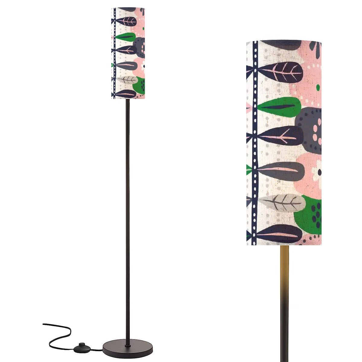 Kate McEnroe New York Scandinavian Hygge Floral Floor Lamp, Mid Century Modern Danish Modern Standing Light, Pink Green Retro DecorFloor LampsvdEUhQb68y