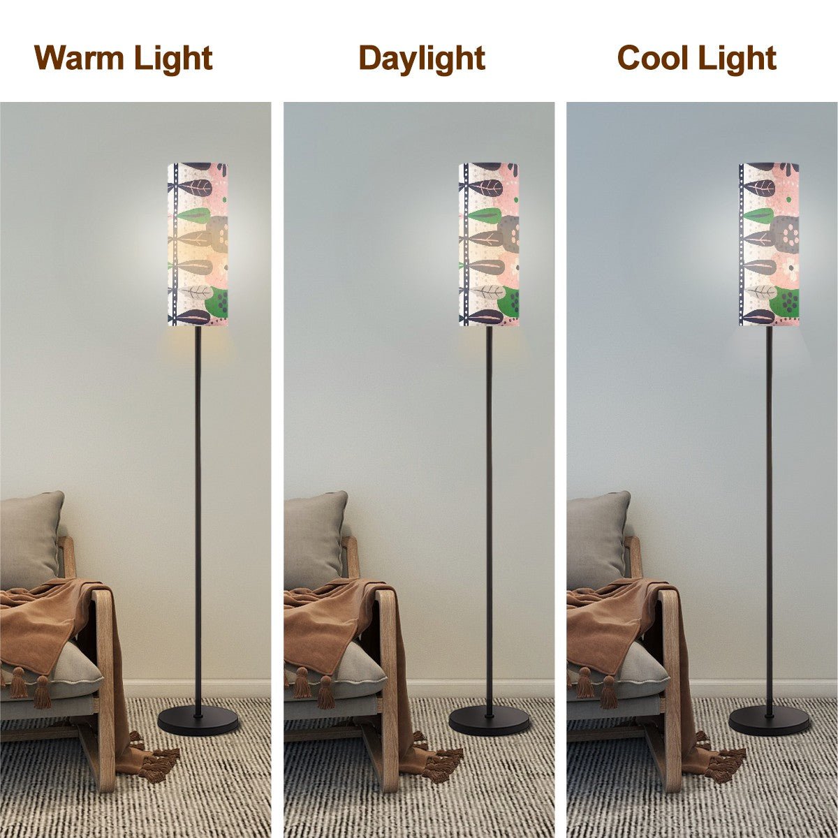 Kate McEnroe New York Scandinavian Hygge Floral Floor Lamp, Mid Century Modern Danish Modern Standing Light, Pink Green Retro DecorFloor LampsvdEUhQb68y