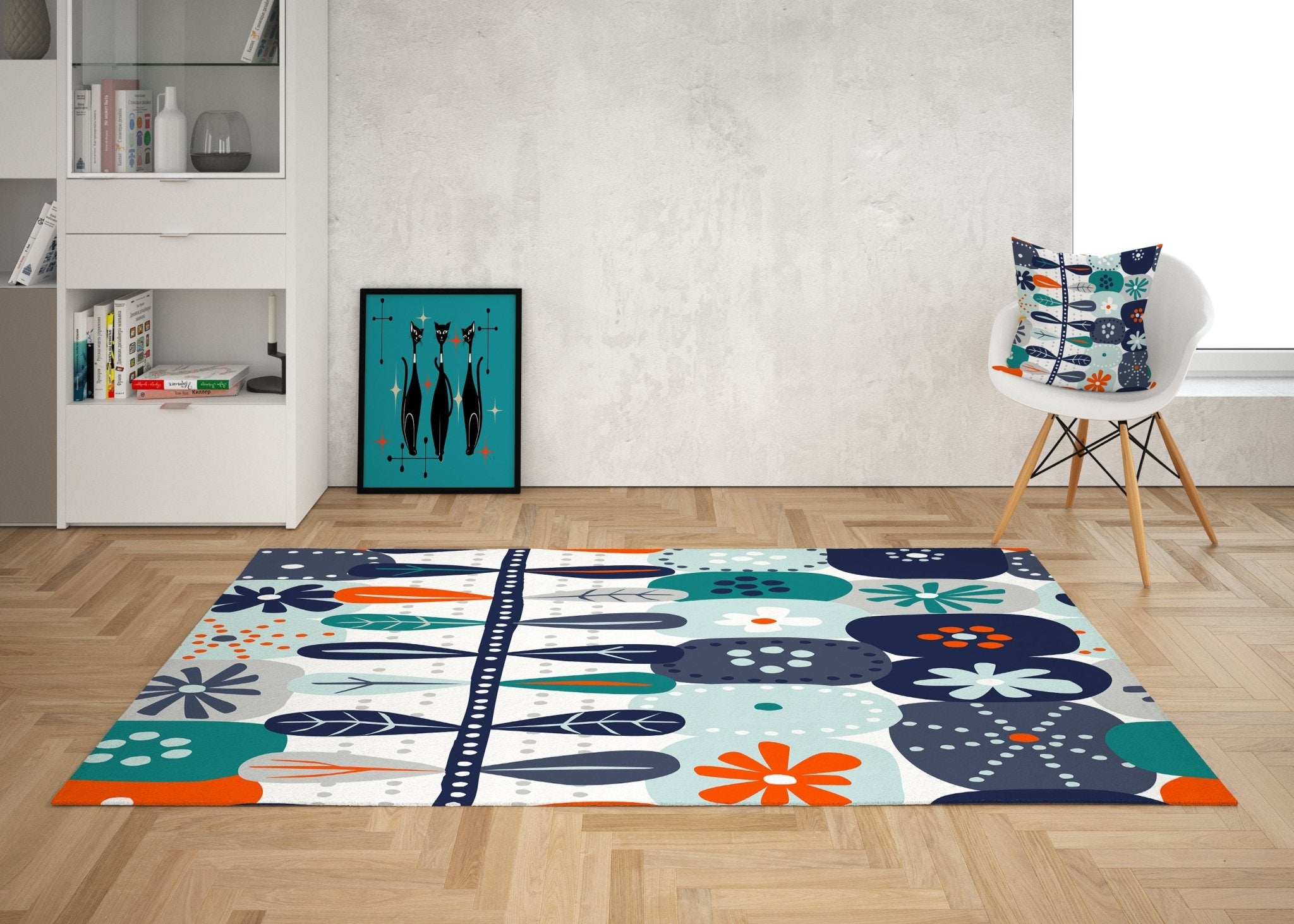 Kate McEnroe New York Scandinavian Hygge Mid Century Floral Area Rug, Danish Modern Retro Geometric CarpetRugs18645182595415721152