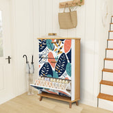 Kate McEnroe New York Scandinavian Leaf Shoe Cabinet, Retro Botanical Entry StorageShoe StoragepacZAhkGHN