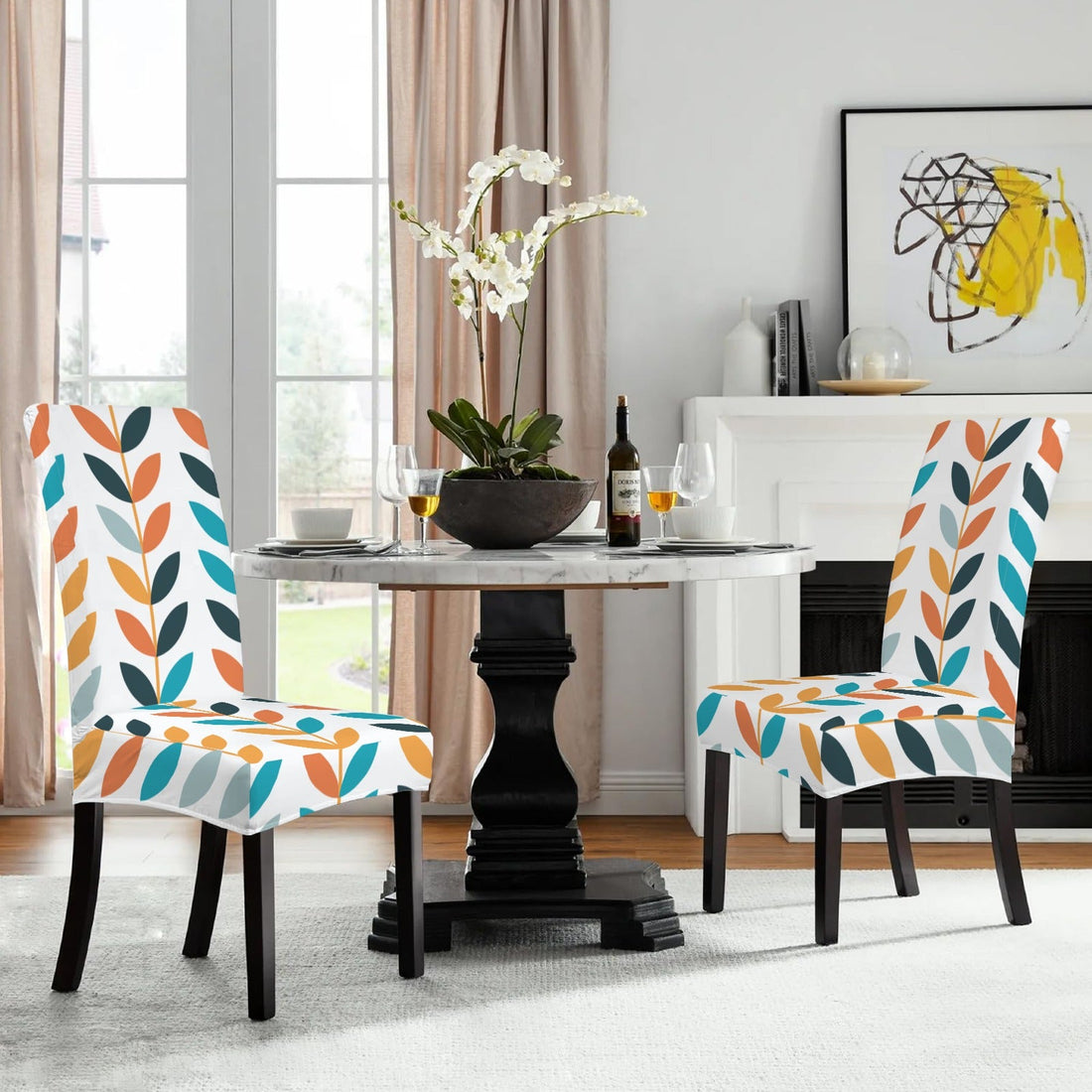 Kate McEnroe New York Scandinavian Mid Century Danish Modern Floral Dining Chair SlipcoversChair SlipcoversD3232972