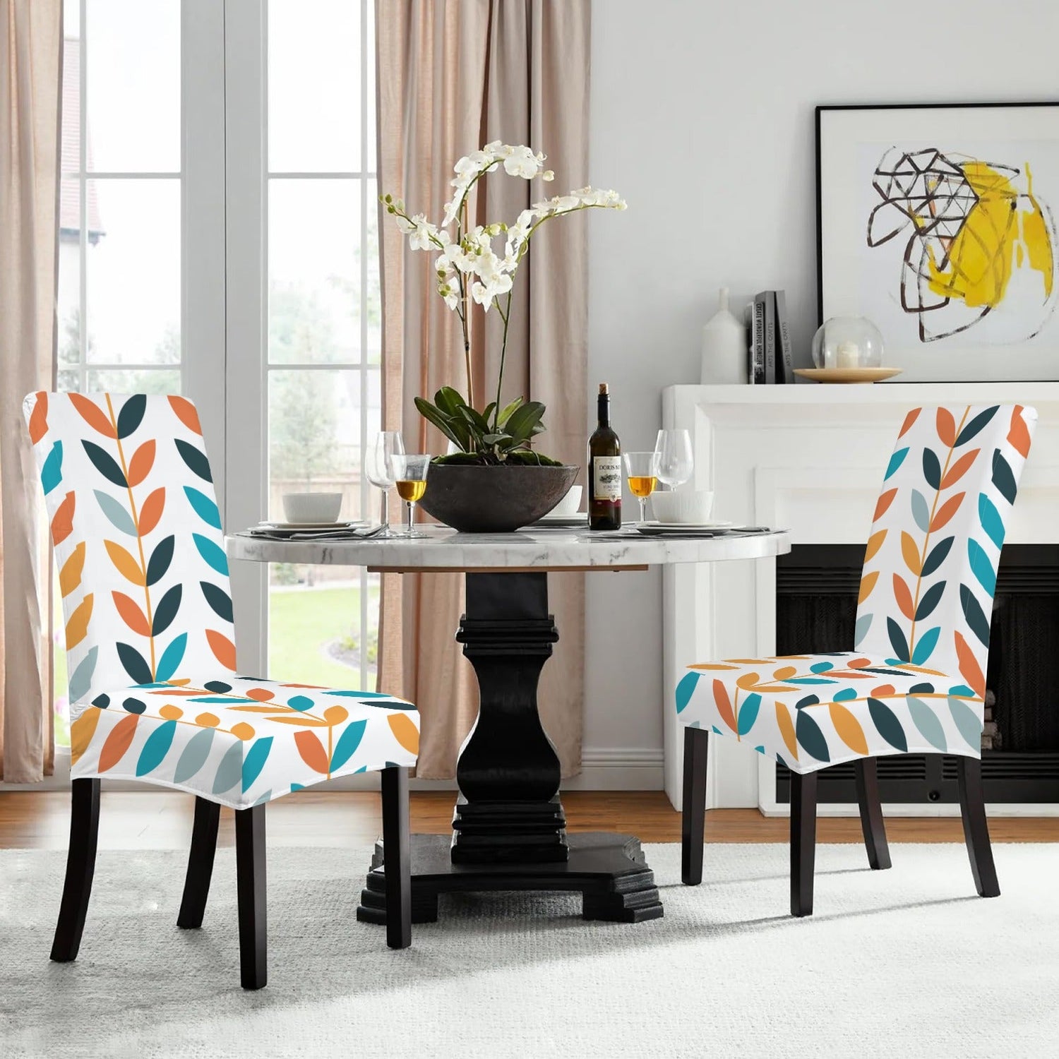 Kate McEnroe New York Scandinavian Mid Century Danish Modern Floral Dining Chair SlipcoversChair SlipcoversD3232972