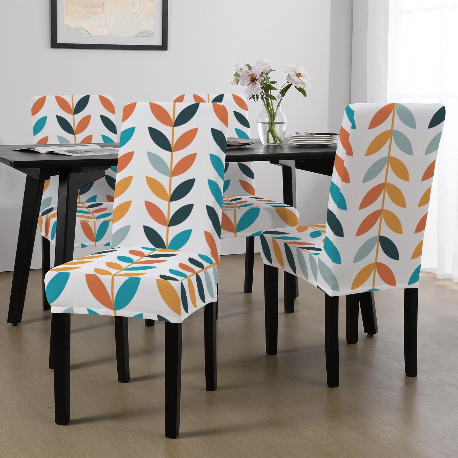 Kate McEnroe New York Scandinavian Mid Century Danish Modern Floral Dining Chair SlipcoversChair SlipcoversD3232972