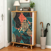 Kate McEnroe New York Scandinavian Mid Century Modern Flip Drawer Shoe Cabinet, Retro Floral Storage, MCM Entryway OrganizerShoe StorageYmkmjjvVTN