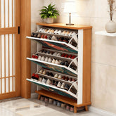 Kate McEnroe New York Scandinavian Mid Century Modern Flip Drawer Shoe Cabinet, Retro Floral Storage, MCM Entryway OrganizerShoe StorageYmkmjjvVTN
