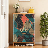 Kate McEnroe New York Scandinavian Mid Century Modern Flip Drawer Shoe Cabinet, Retro Floral Storage, MCM Entryway OrganizerShoe StorageYmkmjjvVTN