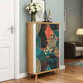 Kate McEnroe New York Scandinavian Mid Century Modern Flip Drawer Shoe Cabinet, Retro Floral Storage, MCM Entryway OrganizerShoe StorageYmkmjjvVTN