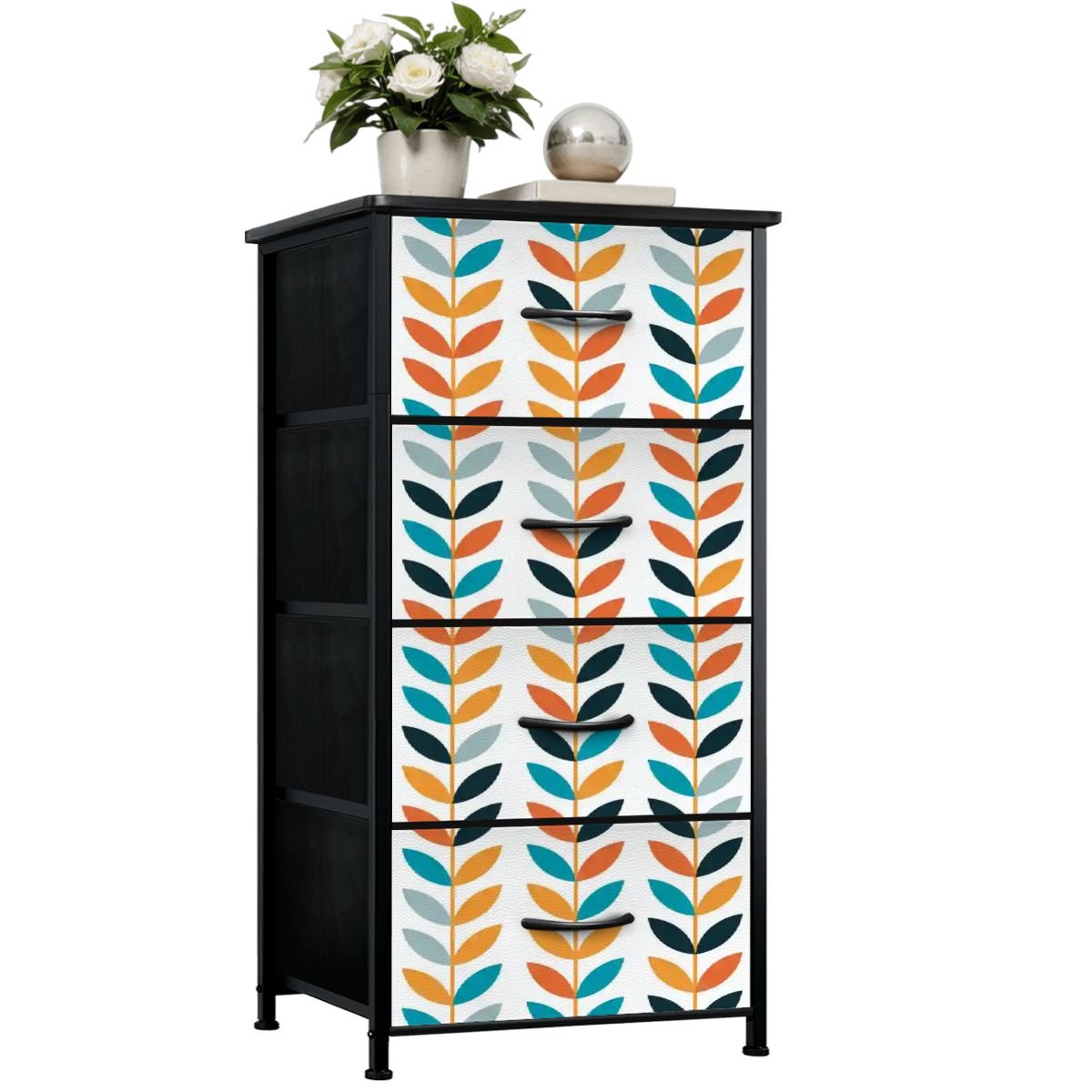 Kate McEnroe New York Scandinavian Mid Century Modern Geometric Floral 4 Drawer DresserDresserstm528D201Z
