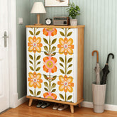 Kate McEnroe New York Scandinavian Mid Century Modern Shoe Cabinet, Danish Floral Mudroom Organizer, Retro MCM Entryway StorageShoe StorageQ48S6XcMzd