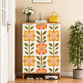 Kate McEnroe New York Scandinavian Mid Century Modern Shoe Cabinet, Danish Floral Mudroom Organizer, Retro MCM Entryway StorageShoe StorageQ48S6XcMzd