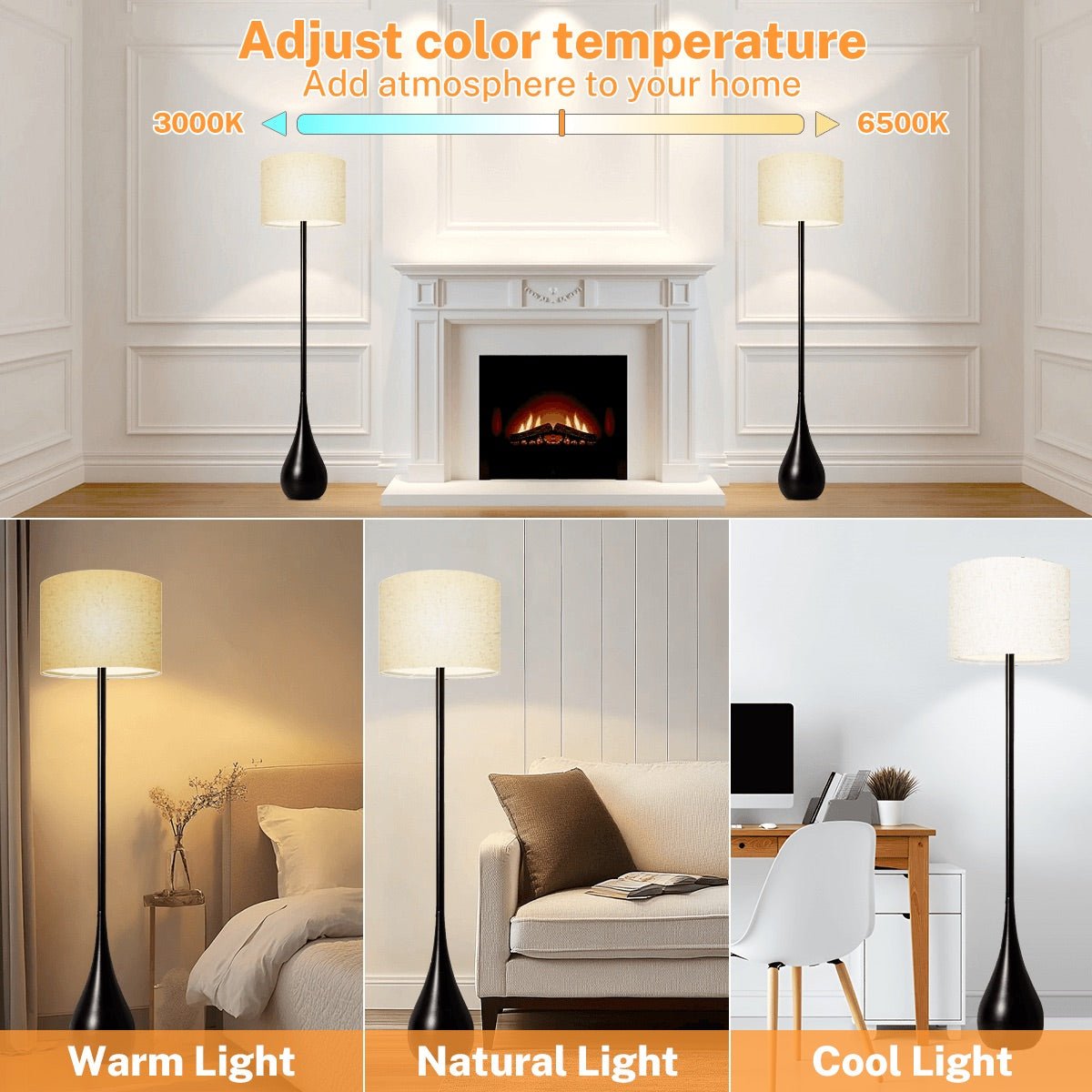 Kate McEnroe New York Scandinavian Mid Century Modern Teardrop Floor Lamp, Retro Danish Folk Art Floral Accent LightFloor LampsYqUt1wegch