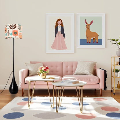 Kate McEnroe New York Scandinavian Mid Century Modern Teardrop Floor Lamp, Retro Danish Folk Art Floral Accent LightFloor LampsYqUt1wegch