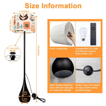 Kate McEnroe New York Scandinavian Mid Century Modern Teardrop Floor Lamp, Retro Danish Folk Art Floral Accent LightFloor LampsYqUt1wegch