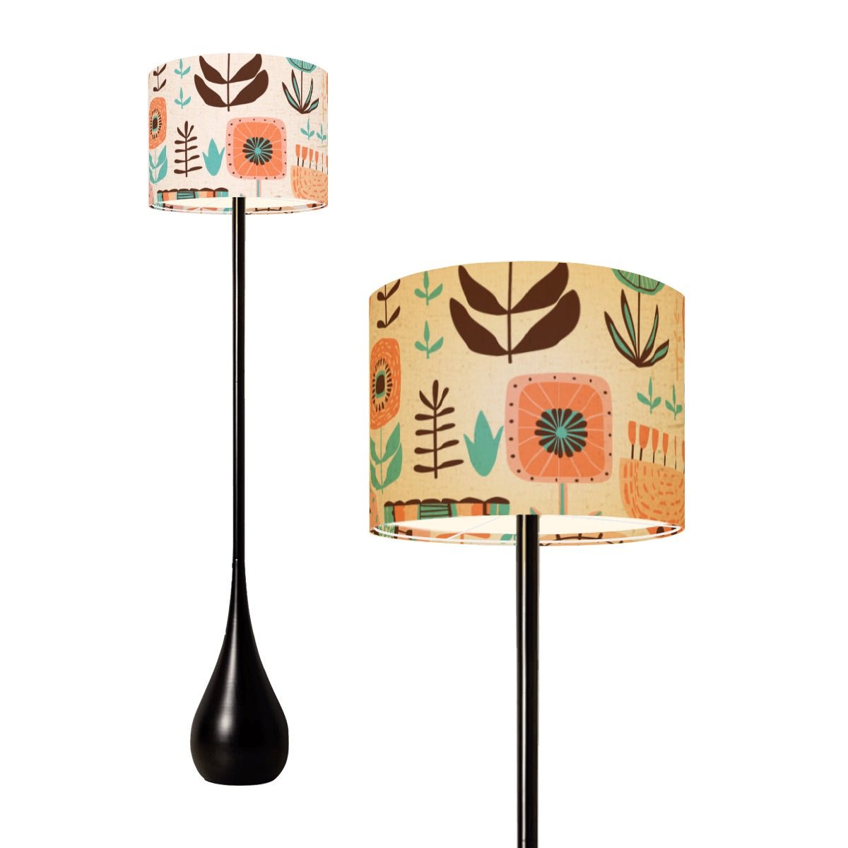 Kate McEnroe New York Scandinavian Mid Century Modern Teardrop Floor Lamp, Retro Danish Folk Art Floral Accent LightFloor LampsYqUt1wegch