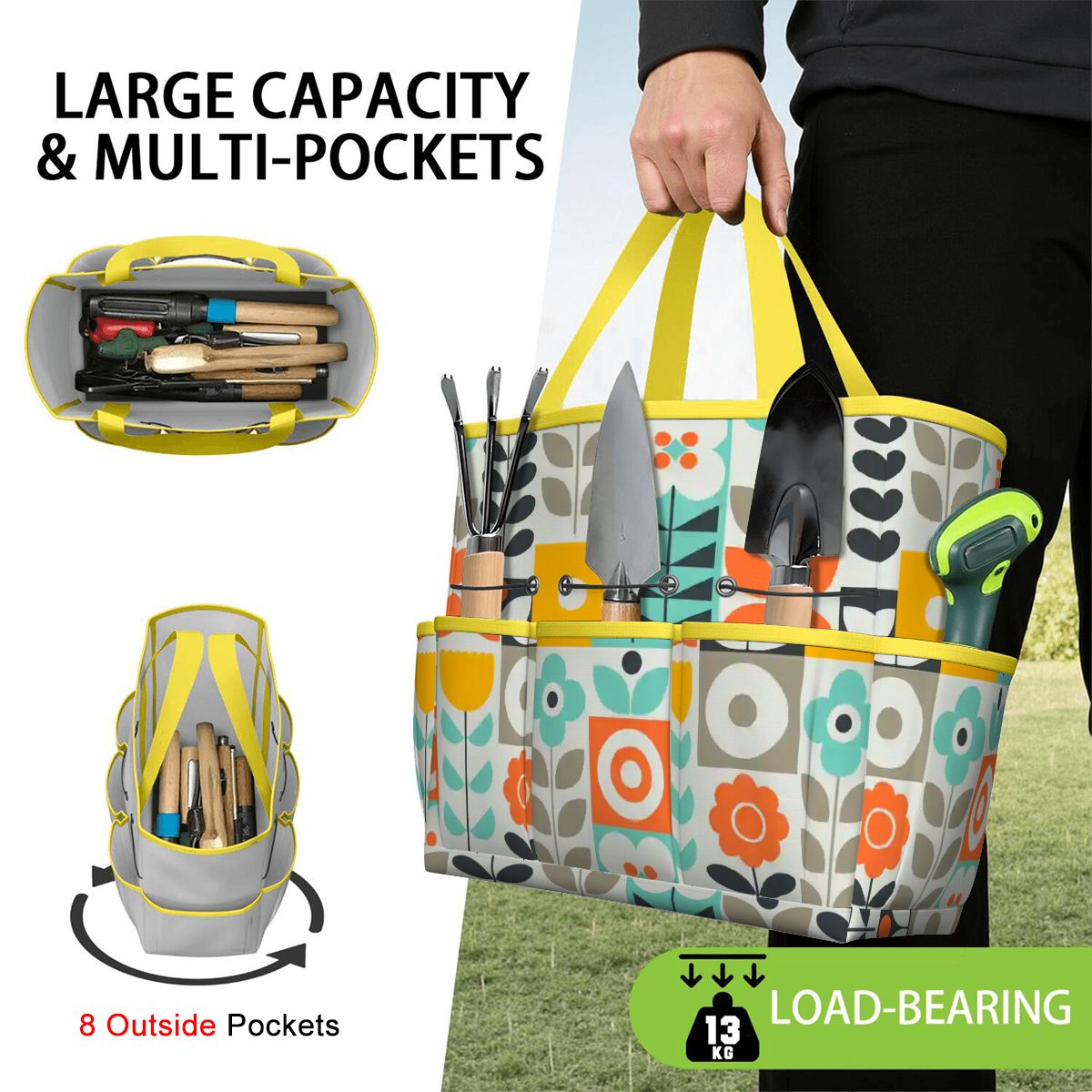 Kate McEnroe New York Scandinavian Mod Floral Mid Century Modern Garden Tool BagGarden Tool BagGUwZMXaOTP