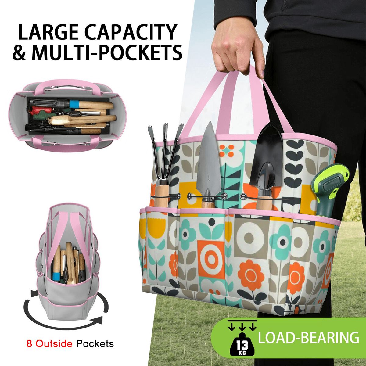 Kate McEnroe New York Scandinavian Mod Floral Mid Century Modern Garden Tool BagGarden Tool BagGUwZMXaOTP